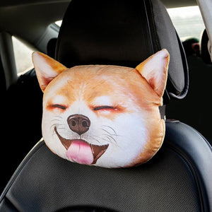 1Pcs Cute Dog Cat Car Headrest Interesting Car Neck Pillow Safety Seat Belt Shoulder Cover Pad Men Women Girls Car Accessories