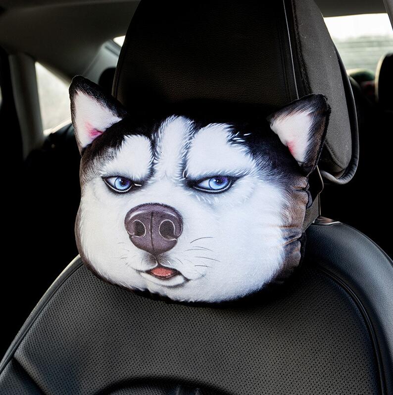 1Pcs Cute Dog Cat Car Headrest Interesting Car Neck Pillow Safety Seat Belt Shoulder Cover Pad Men Women Girls Car Accessories