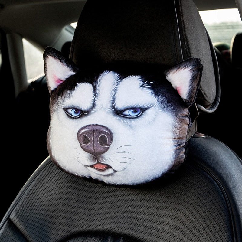 1Pcs Cute Dog Cat Car Headrest Interesting Car Neck Pillow Safety Seat Belt Shoulder Cover Pad Men Women Girls Car Accessories