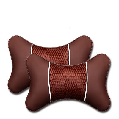 2Pcs PU Leather Knitted Car Pillows Headrest Neck Rest Cushion Support Seat Accessories Auto Black Safety Pillow Universal Decor