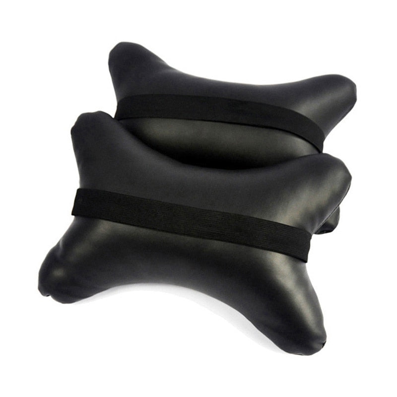 2pcs Leather Car Neck Pillow Protection Design Safety Auto Headrest Support Rest Pillow Black Auto Safety Accessories