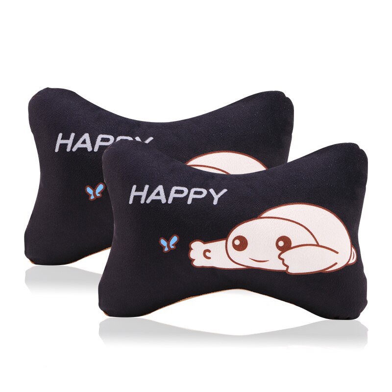 2pcs/Set Cartoon Car Headrest Neck Pillow Cushion Cute Universal Car Pillow Soft PP Cotton Car Interior Accessories Women Girls