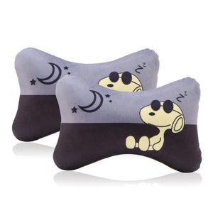 2pcs/Set Cartoon Car Headrest Neck Pillow Cushion Cute Universal Car Pillow Soft PP Cotton Car Interior Accessories Women Girls