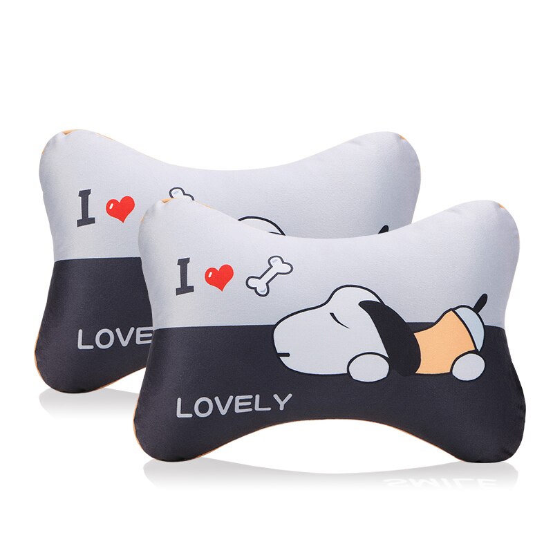 2pcs/Set Cartoon Car Headrest Neck Pillow Cushion Cute Universal Car Pillow Soft PP Cotton Car Interior Accessories Women Girls