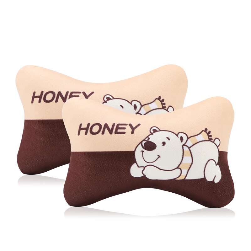 2pcs/Set Cartoon Car Headrest Neck Pillow Cushion Cute Universal Car Pillow Soft PP Cotton Car Interior Accessories Women Girls