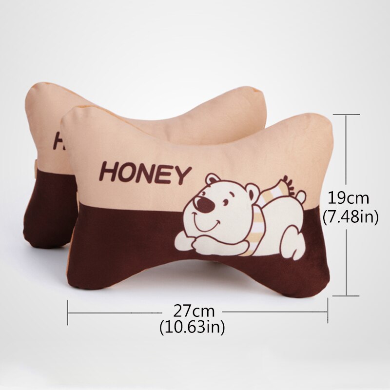 2pcs/Set Cartoon Car Headrest Neck Pillow Cushion Cute Universal Car Pillow Soft PP Cotton Car Interior Accessories Women Girls