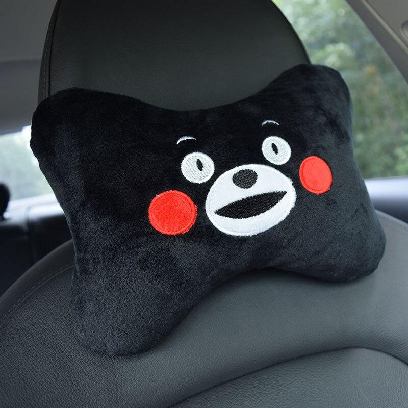 2pcs/Set Cute Car Pillow Universal Cartoon Car Headrest Neck Pillow PP Cotton Soft Pad Women Girls Kids Car Accessories New