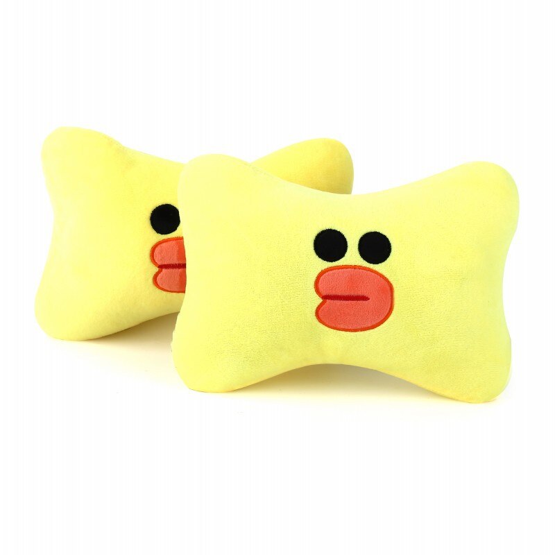 2pcs/Set Cute Car Pillow Universal Cartoon Car Headrest Neck Pillow PP Cotton Soft Pad Women Girls Kids Car Accessories New