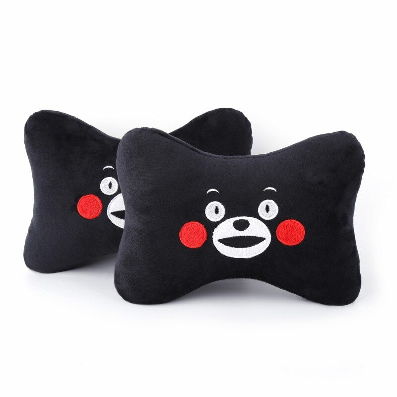 2pcs/Set Cute Car Pillow Universal Cartoon Car Headrest Neck Pillow PP Cotton Soft Pad Women Girls Kids Car Accessories New