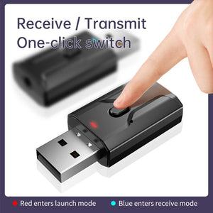 3.5mm AUX Stereo Adapter USB Bluetooth 5.0 Transmitter Receiver TV Speaker Earphone 2 In 1 Car Music Bluetooth Transmit Car Kit