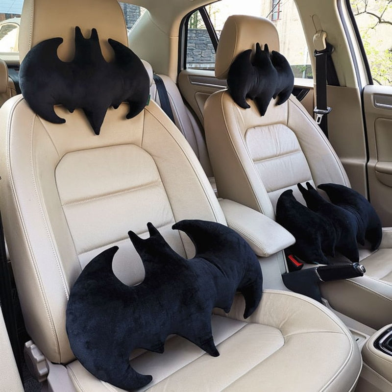 Auto Creative Unique Bat Shaped Plush Neck Pillow Car Decoration Batman Stuffed Plush Travel Pillow Cushion