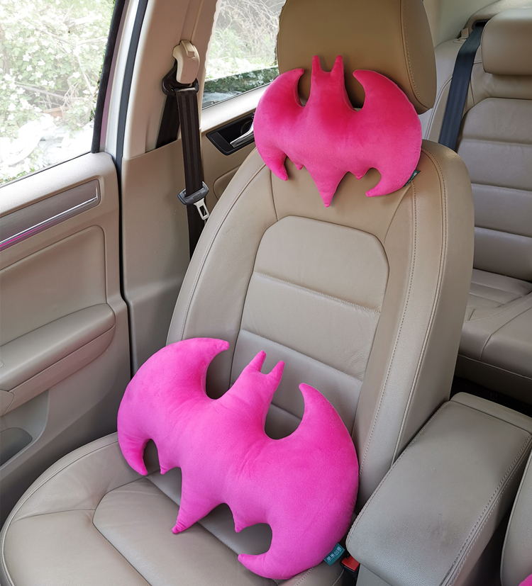 Auto Creative Unique Bat Shaped Plush Neck Pillow Car Decoration Batman Stuffed Plush Travel Pillow Cushion