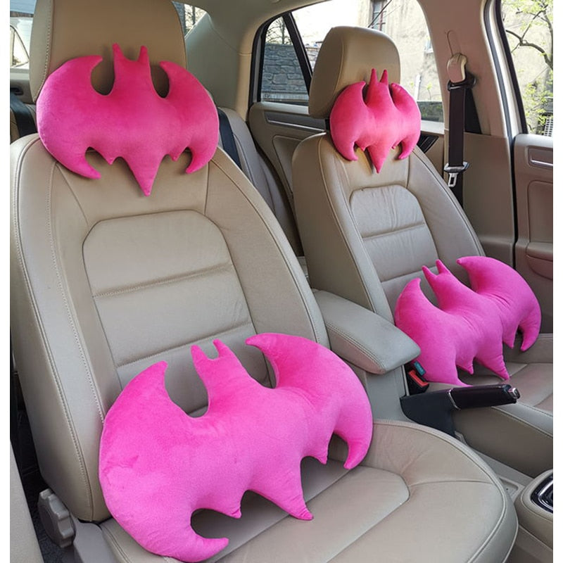 Auto Creative Unique Bat Shaped Plush Neck Pillow Car Decoration Batman Stuffed Plush Travel Pillow Cushion