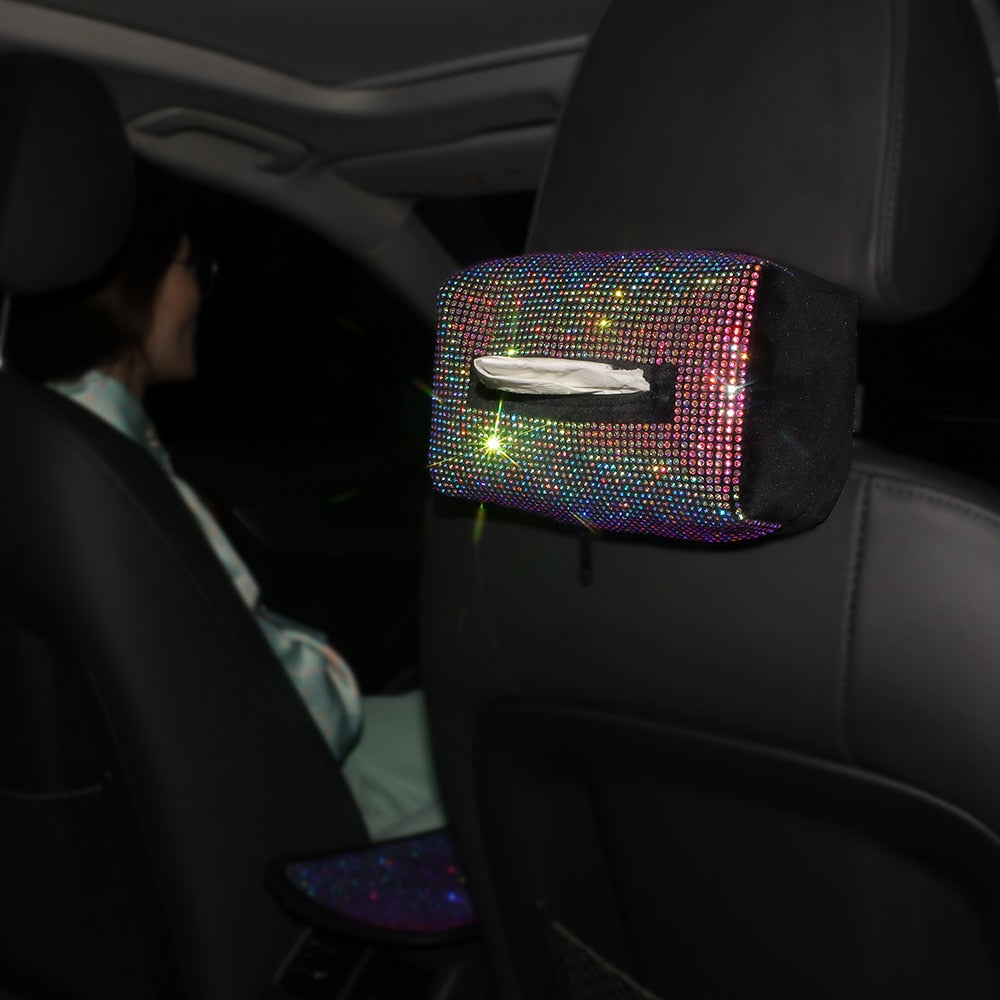 Car Bling Accessories for Woman Interior Set Styling Rhinestone Headrest Pillows Back Support Seat Cushion Pain Relief Sparkly