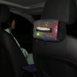 Car Bling Accessories for Woman Interior Set Styling Rhinestone Headrest Pillows Back Support Seat Cushion Pain Relief Sparkly