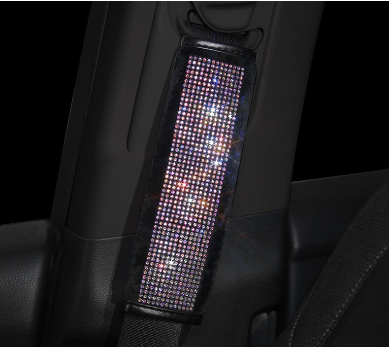 Car Bling Accessories for Woman Interior Set Styling Rhinestone Headrest Pillows Back Support Seat Cushion Pain Relief Sparkly