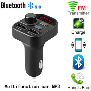 Car Bluetooth 5.0 Car Kit 2USB Fast Charger 3.1A MP3 Music Player FM Transmitter Wireless Handsfree Audio Receiver FM Modulator