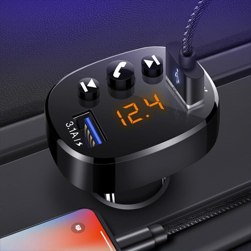 Car Bluetooth 5.0 Car Kit 2USB Quick Charger 3.1A MP3 Music Player Wireless Handsfree Audio Receiver FM Transmitter Modulator