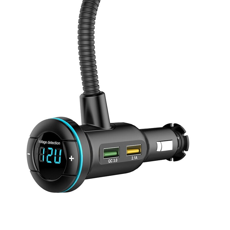 Car Bluetooth 5.0 Car Kit 3 USB Port  QC 3.0 Fast Car Charger MP3 Music Player Wireless Handsfree Audio Receiver FM Transmitter