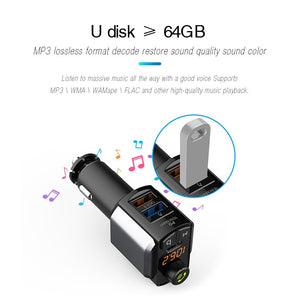 Car Bluetooth 5.0 Car Kit 3USB PD QC3.0 Fast Charger MP3 Music Player FM Transmitter Wireless Handsfree Audio Receiver Modulator