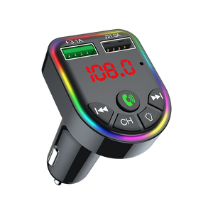 Car Bluetooth 5.0 FM Transmitter Car Kit Dual USB Fast Charger 3.1A MP3 Player Wireless Handsfree Audio Receiver Colorful Light