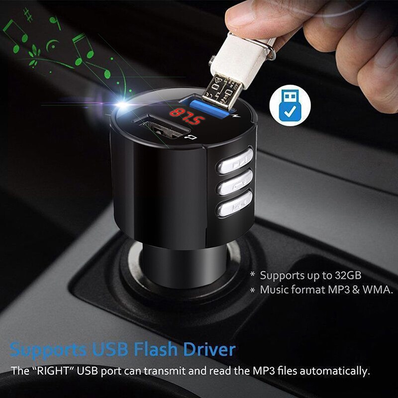 Car Bluetooth 5.0 FM Transmitter Wireless Handsfree Audio Receiver MP3 Player FM Modulator 2.1A Dual USB Fast Charger Car Kit