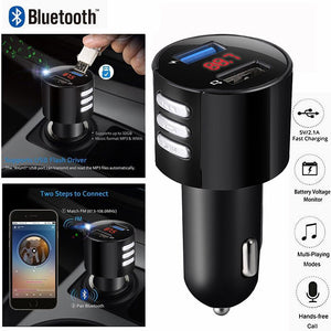 Car Bluetooth 5.0 FM Transmitter Wireless Handsfree Audio Receiver MP3 Player FM Modulator 2.1A Dual USB Fast Charger Car Kit