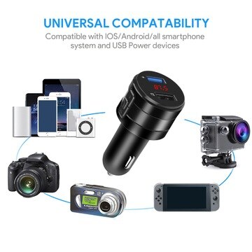 Car Bluetooth 5.0 FM Transmitter Wireless Handsfree Audio Receiver MP3 Player FM Modulator 2.1A Dual USB Fast Charger Car Kit