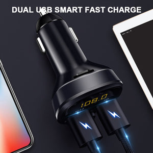 Car Bluetooth 5.0 Fm Transmitter Fast Charging Handsfree Car Kit MP3 Player Double USB QC3.0 Car Charger Adapter Aux Modulator