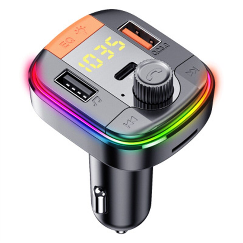 Car Bluetooth 5.0 Fm Transmitter Handsfree Car Kit MP3 Player Adapter FM Modulator Dual USB QC3.0+PD Fast Charge U disk/TF Card