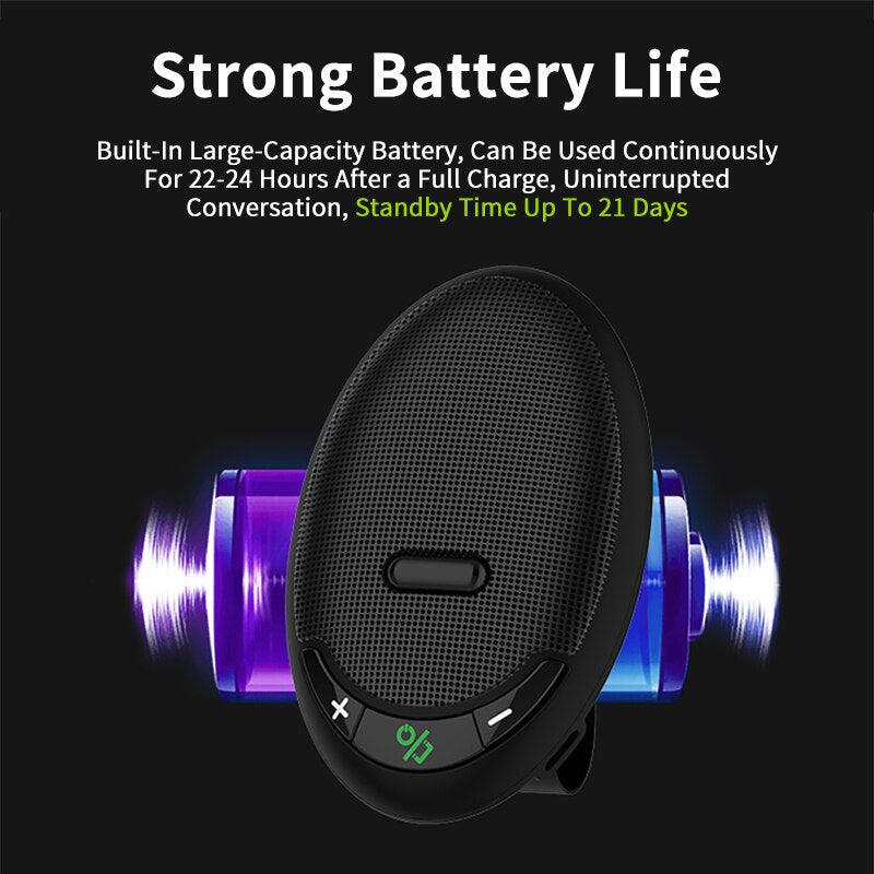 Car Bluetooth 5.0 Handsfree Car Kit Sun Visor Clip Wireless Audio Receiver Speakerphone Loud Speaker Music Player Speaker Phone