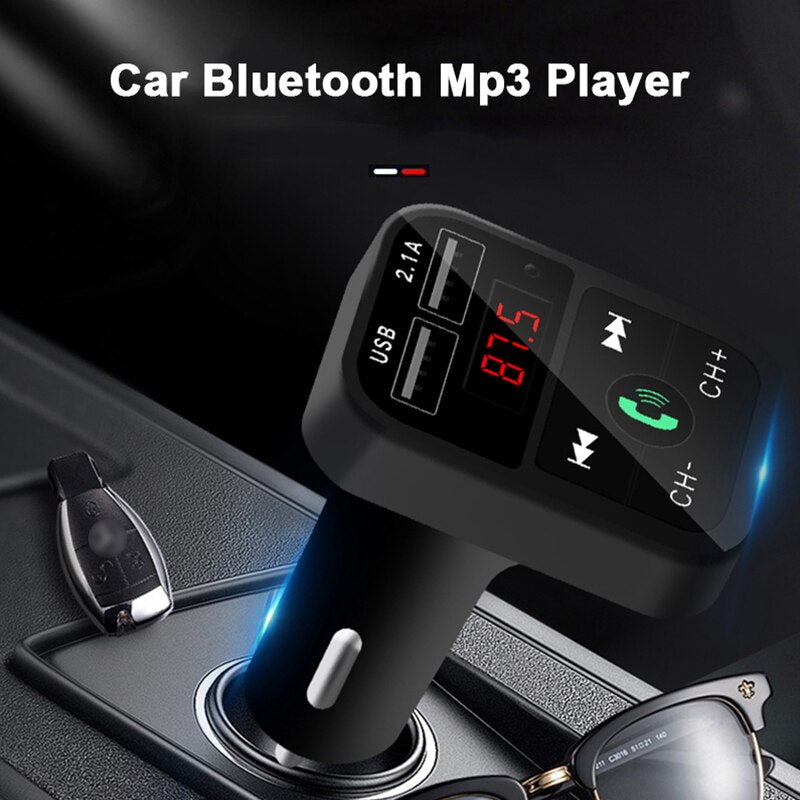 Car Bluetooth FM Transmitter Modulator Dual USB Charger 2.1A Aux Car Kit Handsfree Audio Receiver MP3 Player Support TF/U Disk