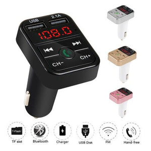 Car Bluetooth FM Transmitter Modulator Dual USB Charger 2.1A Aux Car Kit Handsfree Audio Receiver MP3 Player Support TF/U Disk