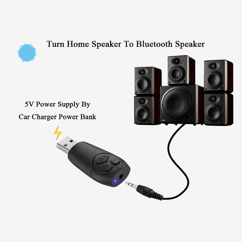 Car Bluetooth Hands Free Bluetooth Car Kit 3.5mm Jack Aux Bluetooth Receiver Home Car USB Bluetooth Aux Receiver Adapter TF Card