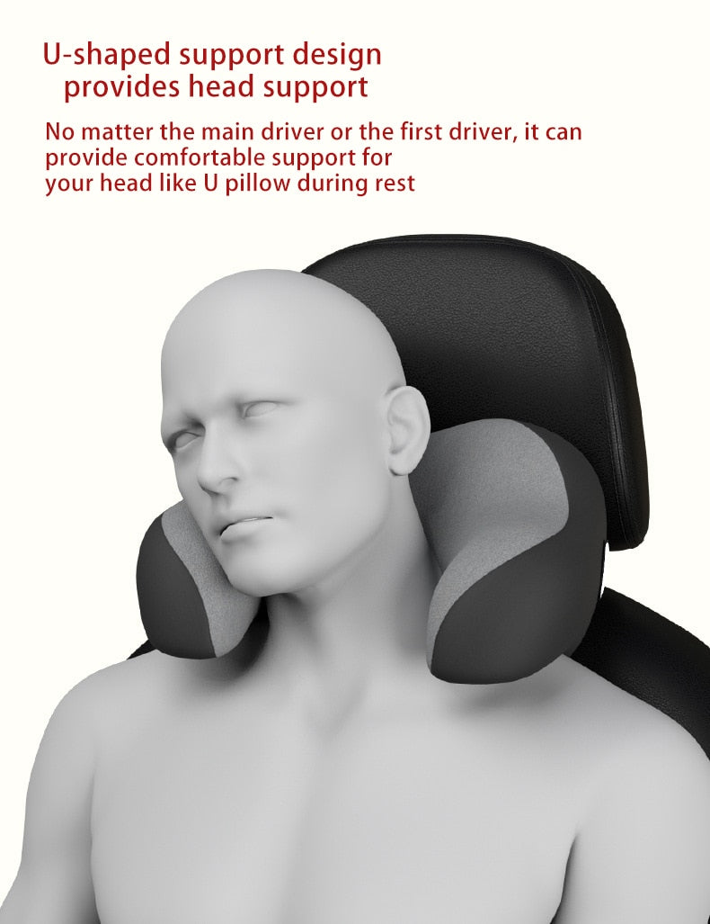 Car Headrest Pillow Memory Foam Interior Auto Pillows Head Neck Protector Soft Cushion Pillow for Man Kids Travel Rest Accessory