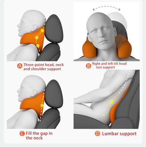 Car Headrest Pillow Memory Foam Interior Auto Pillows Head Neck Protector Soft Cushion Pillow for Man Kids Travel Rest Accessory