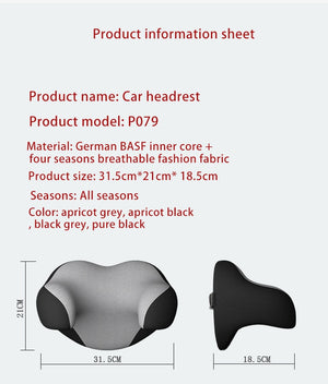 Car Headrest Pillow Memory Foam Interior Auto Pillows Head Neck Protector Soft Cushion Pillow for Man Kids Travel Rest Accessory