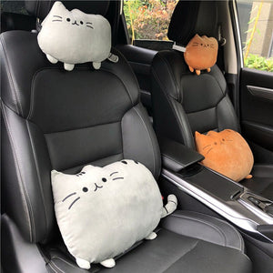 Creative Cartoon Cute Cat Auto Car Seat Head Neck Rest Cushion Headrest Pillow Plush Pad Car Safety Pillow Car Accessories