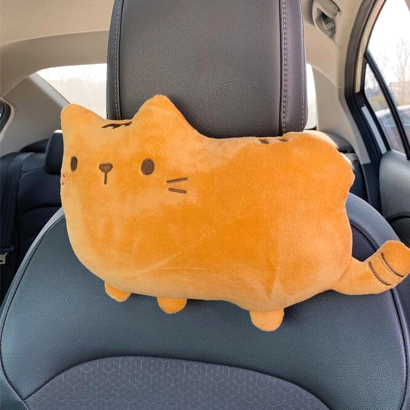 Creative Cartoon Cute Cat Auto Car Seat Head Neck Rest Cushion Headrest Pillow Plush Pad Car Safety Pillow Car Accessories