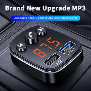 FM Transmitter Car Bluetooth 5.0 Car Kit Dual USB Fast Car Charger 3.1A MP3 Player Wireless Handsfree Audio Receiver Modulator