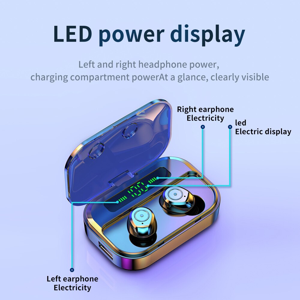 LED Power Display In-ear True Wireless Earbuds Bluetooth 5.0 Earphones Waterproof Stereo Sound Quality Headset 3600 mAh Charging