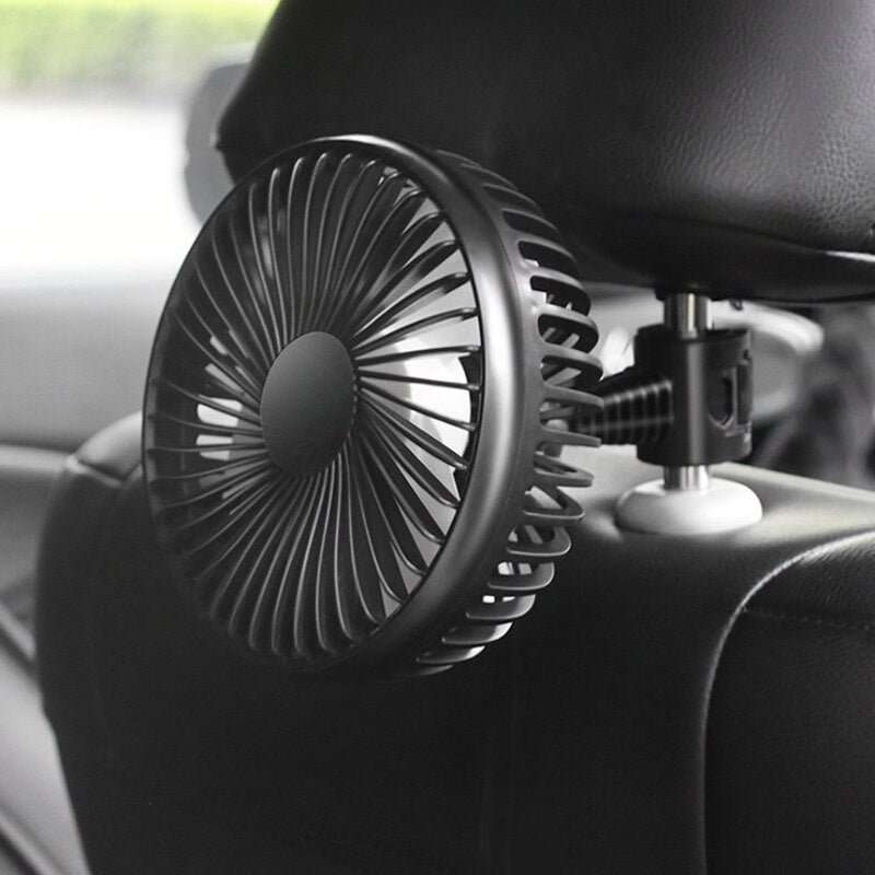 Mini Electric Car Fan Universal USB 360 Rotating Low Noise 3-speed Car Fan Suction cup and mount for 12V/24v Car Rear Seat