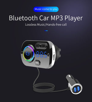 New Bluetooth 5.0 Car Kit  Handsfree FM Transmitter QC3.0 USB Quick Charger Support TF Card Music Audio Receiver Auto MP3 Player