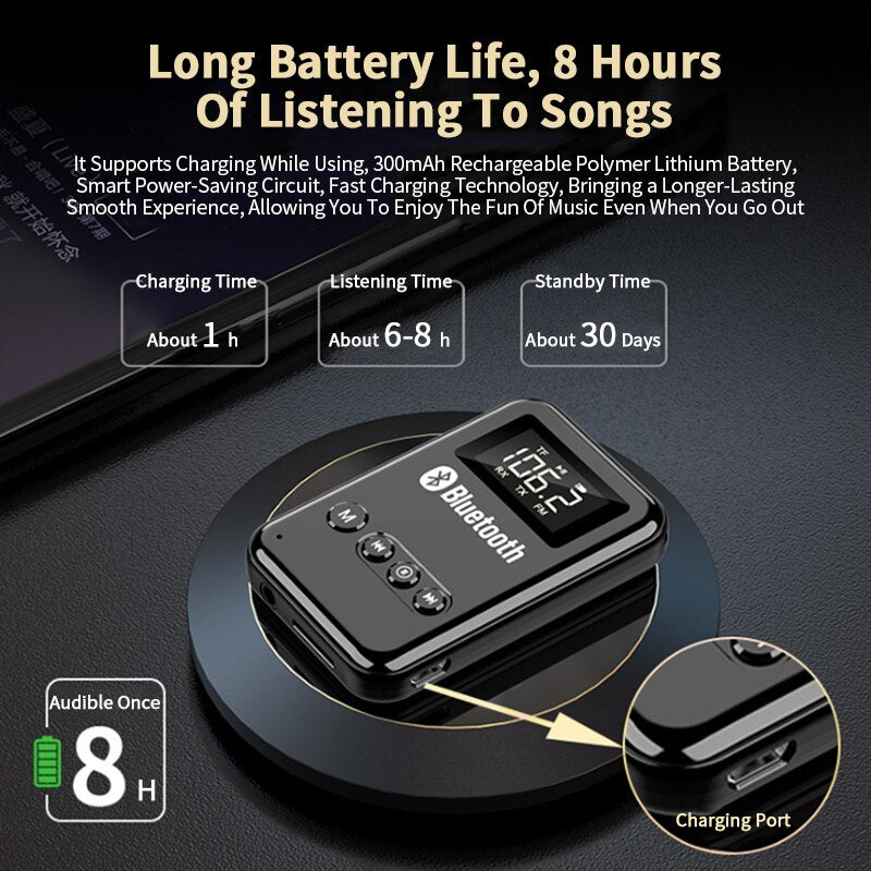 New Bluetooth 5.0 FM Transmitter Receiver Handsfree Car Kit MP3 Player LED Display FM Modulator Wireless Adapter For Car PC TV