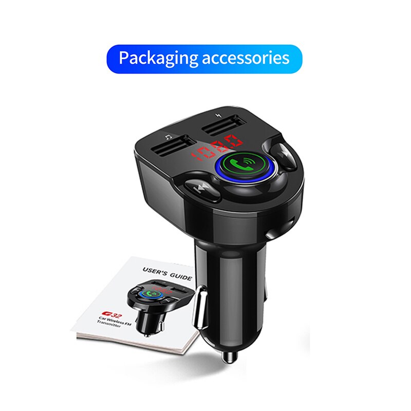 New Car Bluetooth 5.0 Car Kit Dual USB Port  Fast Car Charger MP3 Music Player Wireless Handsfree Audio Receiver FM Transmitter