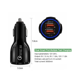 New Car Charger 3.1A Quick Charge Dual USB QC 3.0 Car Charger Car Kit Fast Charge For Mobile Phone Car Auto Interior Accessories