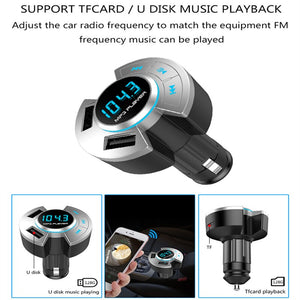 New Car Kit Bluetooth 5.0 FM Transmitter Dual USB Fast Charger Wireless Bluetooth Handsfree Music Audio Receiver Auto MP3 Player