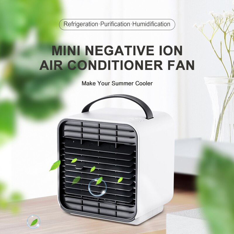 Portable Mini Anion Air Conditioning Fan Desktop Cooler Refrigeration Air Conditioner Cooling Summer Fan For Car Bedroom Home