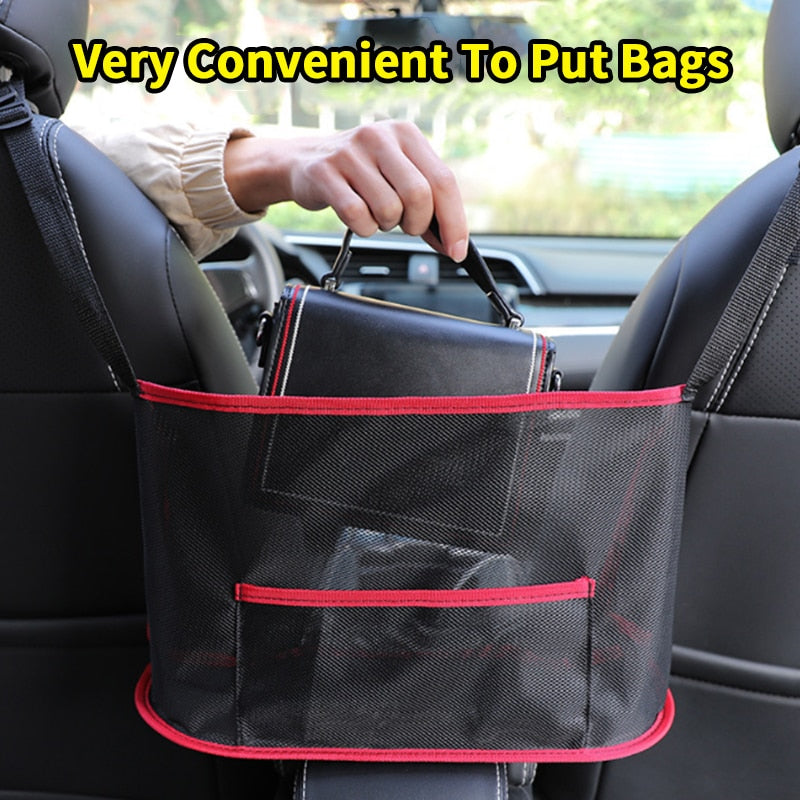 Universal Car Rear Seat Back Storage Bag Mesh Nets Pocket Trunk Bag Organizer Car Seat Back Stowing Tidying Interior Accessories